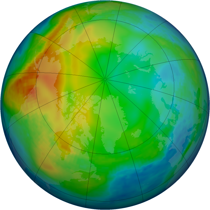 Arctic ozone map for 10 December 1993